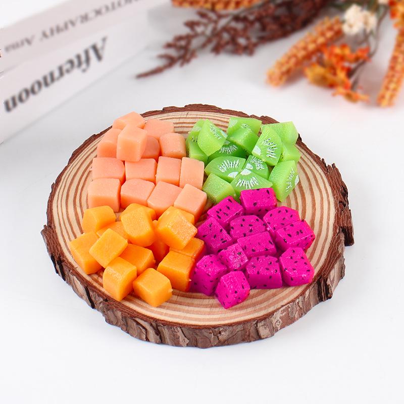 DIY Handmade Fruit Cube Simulation Toys: Mango, Kiwi, Dragon Fruit Cake Decor
