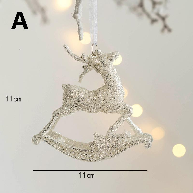 

Christmas Tree Hanging Pendants Decoration Glitter Small Xmas Deer Ornaments Merry Christmas Decor Happy New Year White Deer