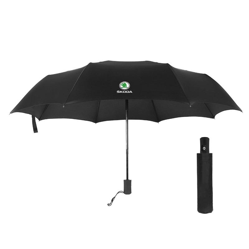1Pcs Windproof Rain Fully Automatic Compact 3 Folding Umbrella Car Accessories For Skoda Octavia MK2 MK3 2 3 A7 Fabia Karoq Kodiaq Superb Rapid Kamiq