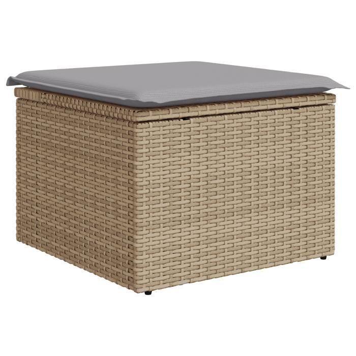 VidaXL Set de canapé de jardin 5 pièces avec coussins Beige Poly Rattan Acacia 3348066