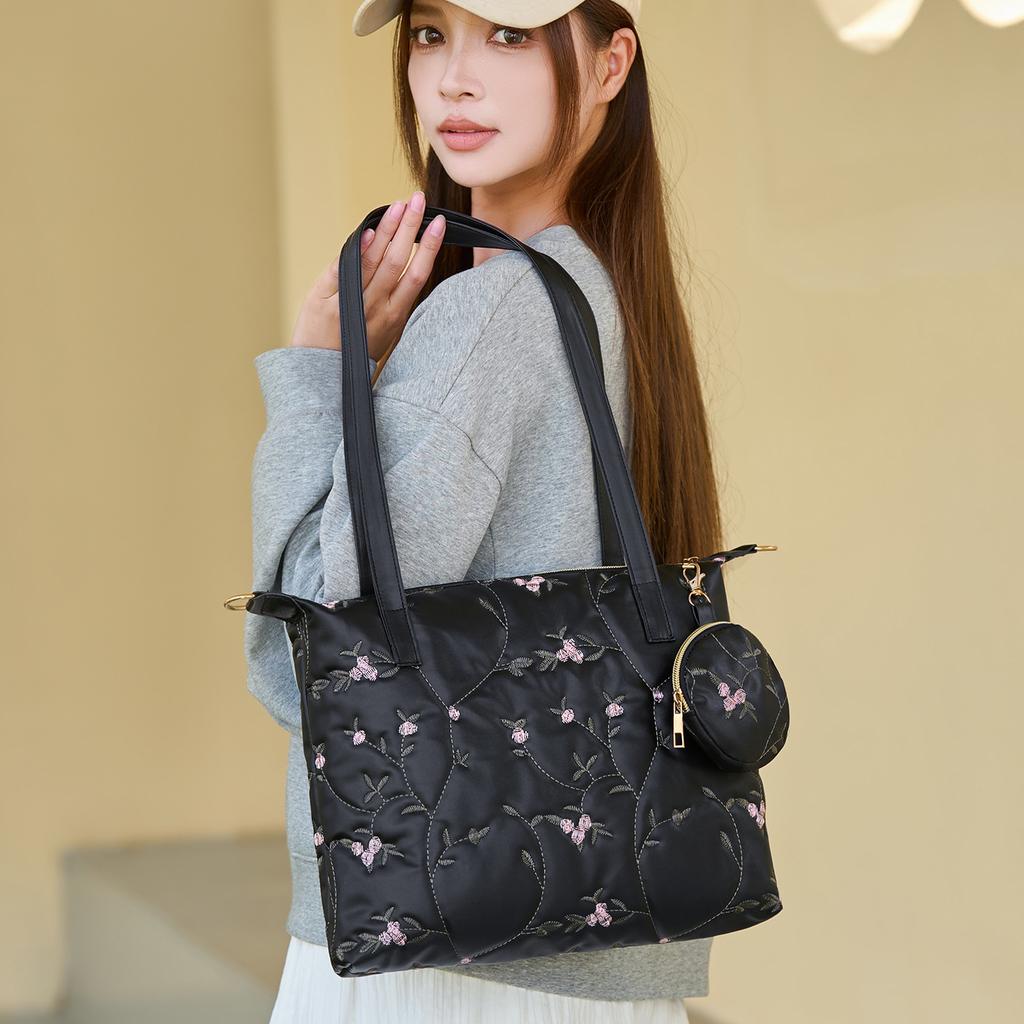 JYL TS Women's Sling Bags  Large Capacity Bag 001 Hand Shoulder PU Embroidered Flower Fashion Women Bag
