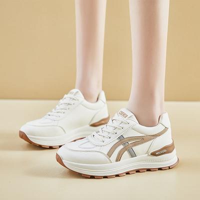 Versatile Soft Sole Lightweight Non-slip Broken Size Leather Surface White Shoes Women's Spring New Comfortable Women's Sports Shoes