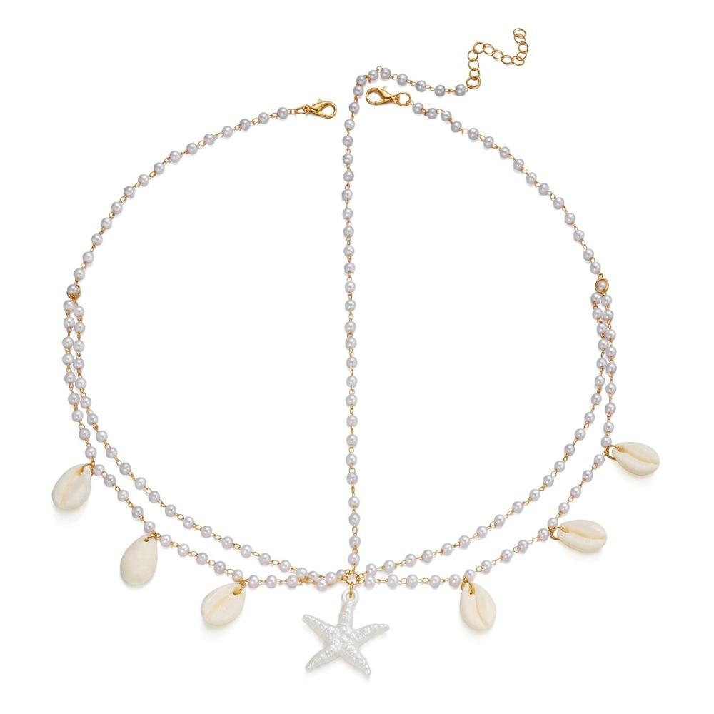 Ocean Style Imitation Pearl Anklet Bohemian Shell Anklet New Starfish Pendant Anklet Jewelry