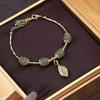 Golden Branch Jade Leaf Bracelet for Women, Hetian Jade Rabbit Zodiac Year Bracelet, Christmas New Year