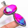 Natural Bi-Color Tourmaline Handmade 925 Sterling Silver Pendant 3.47" D1w57