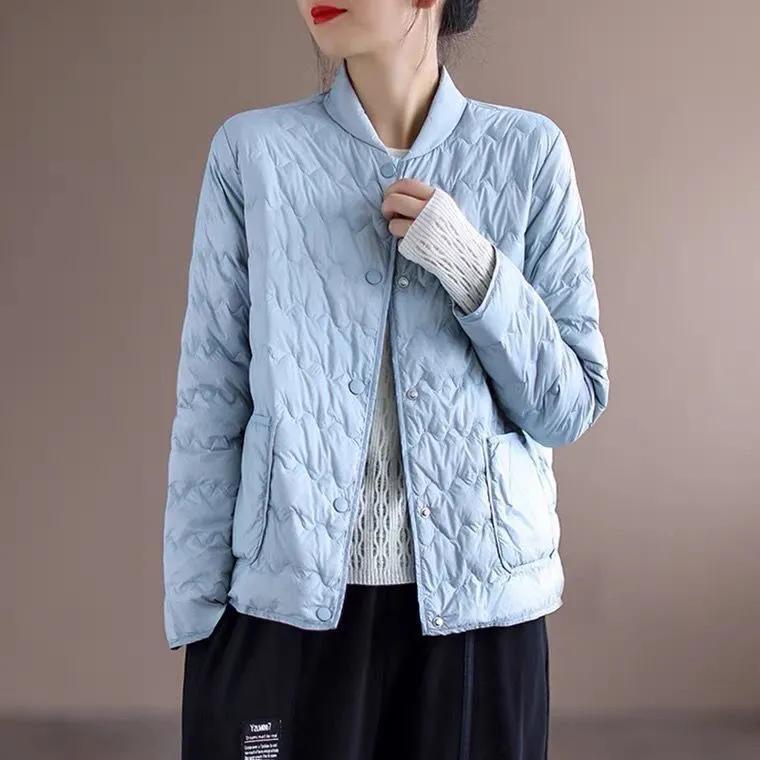 

Женская осенне-зимняя корейская короткая куртка женская однотонная легкая теплая верхняя одежда для леди 2XL синий