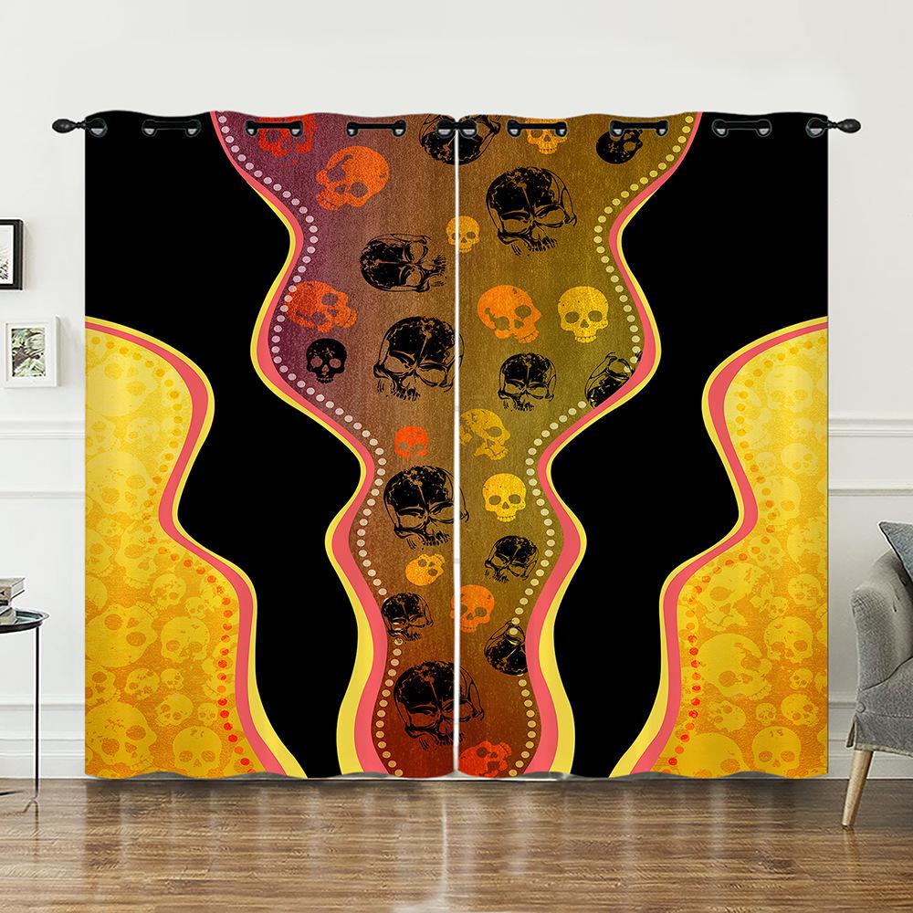 Curtains Skull Rose Magic Curtains Bedroom Living Room Blackout Curtain Perforated