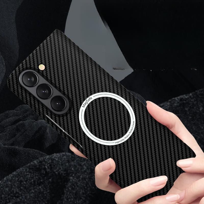Ultra Thin Fiber Plastic Magnetic Case For Samsung Galaxy Z Fold 7 6 5 4 Wireless Charging Hard Case Are Not Made of Real Carbon