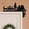 Metal Door Decoration Christmas Corner Sign Santa Reindeer Frame Holiday Entrance Sitter Home Wall Decor Festive Seasonal Front