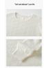 Autumn/Winter Pure Cashmere Floral Knit Sweater: Loose Fit, Rolled Hem, Round Neck, Long Sleeve