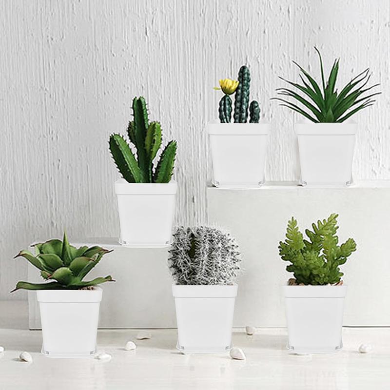 6/12/24pcs Mini Square Pot Flower Pot Succulent Pot Seven Colors Little Black Square Plastic Pot Seedling Tray Gardening TMZ