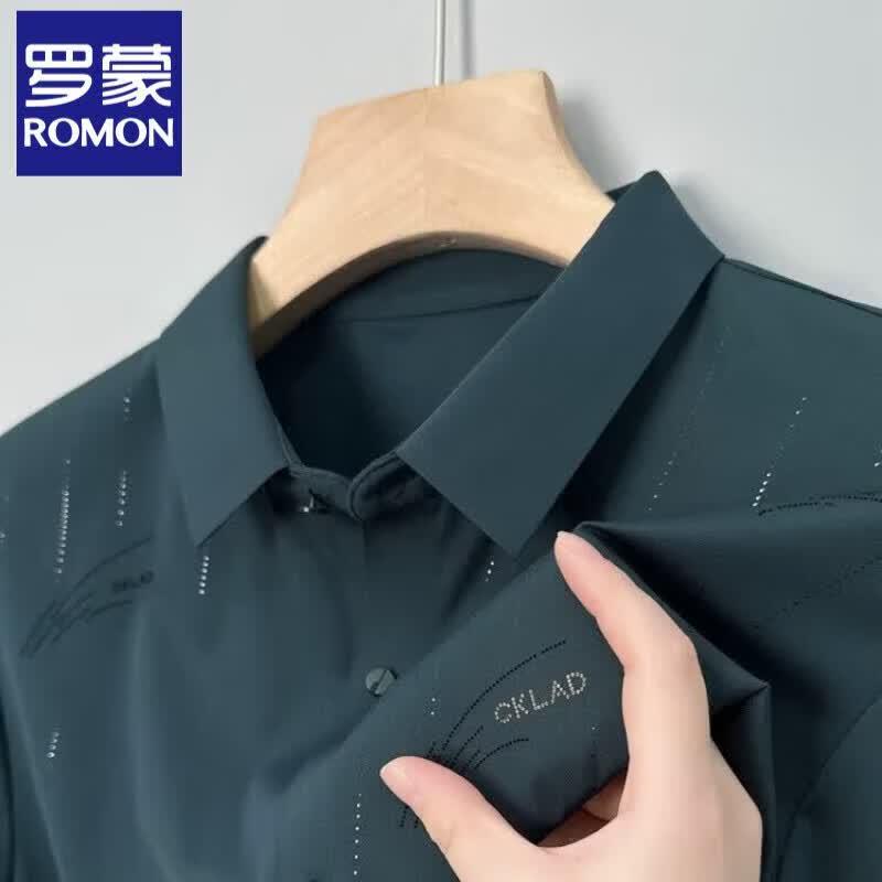 ROMON Men's Ice Silk Short-Sleeve Shirt