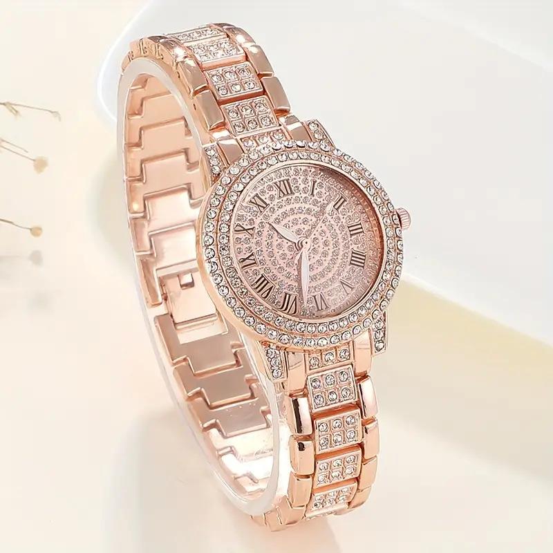 Cornucopia Hand Women'S Diamond-Encrusted Light Luxury Watch Student Roman Pattern Full Of Diamonds Gypsy Star Temperament Jewelry Women'S Watch