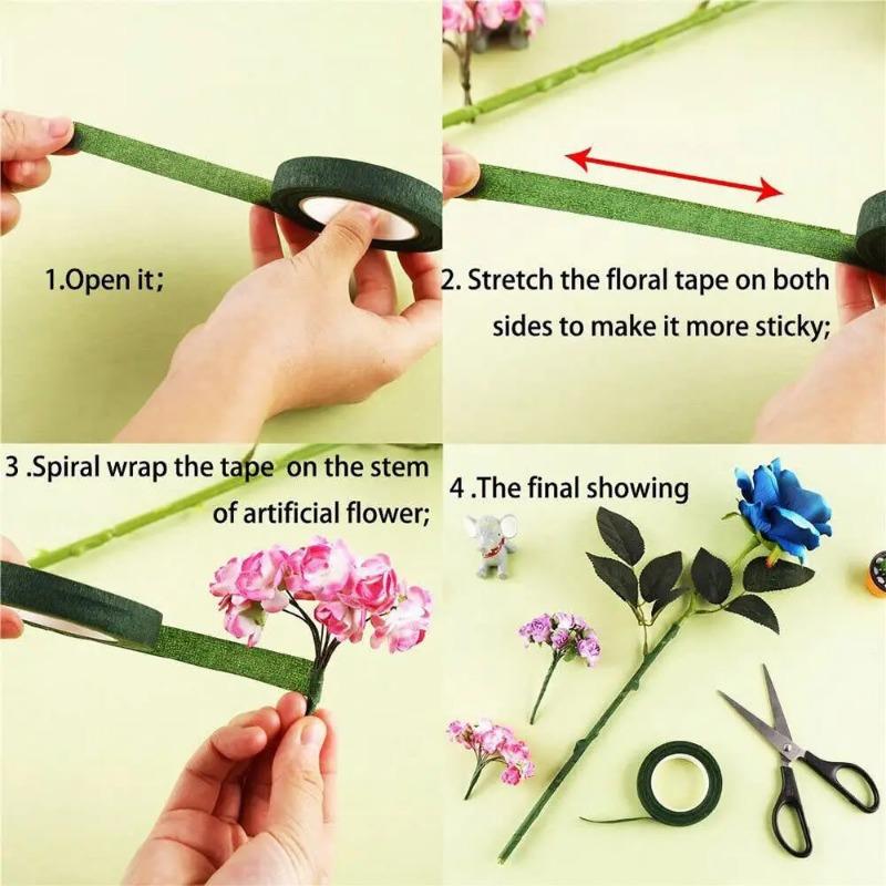 5pcs Green Paper Floral Tape,for Bouquet & Plant Wrapping, DIY Handicraft