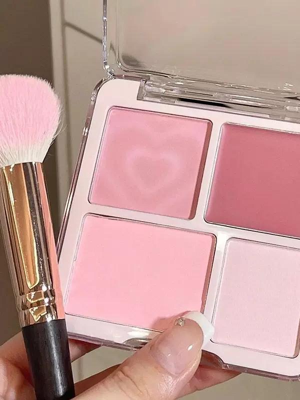 Heart Light Wave Four-Color Blush Highlighting Powder Blush Powder Expansion Color Matte Highlight Brightening Surface Middle Blusher Plate Nude Color