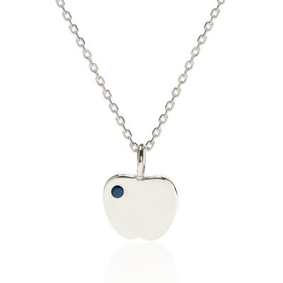 Cloud-jewelry Apple & Sapphire Necklace, Sterling Silver 925, September Birthstone [Comes with Wooden Gift Box] PLN-4s