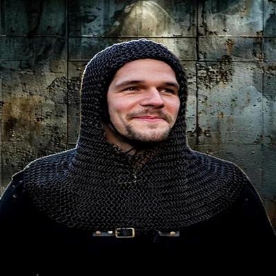 Ocelová kroužková kukla kapuce ochrana krku středověký rytíř cosplay, reenactment kroužková kapuce 47,625 cm