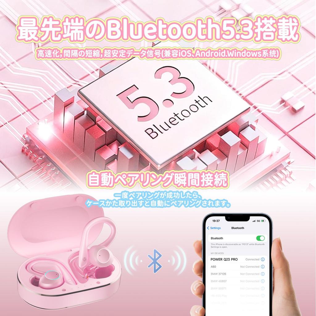 Boytond Bluetooth Wireless Bluetooth Sound LED Comfortable IPX7 for Suitable for Web YYK-Q35 Earphones, Ear-Hook 5.3, Hi-Fi Quality, Display, Fit,