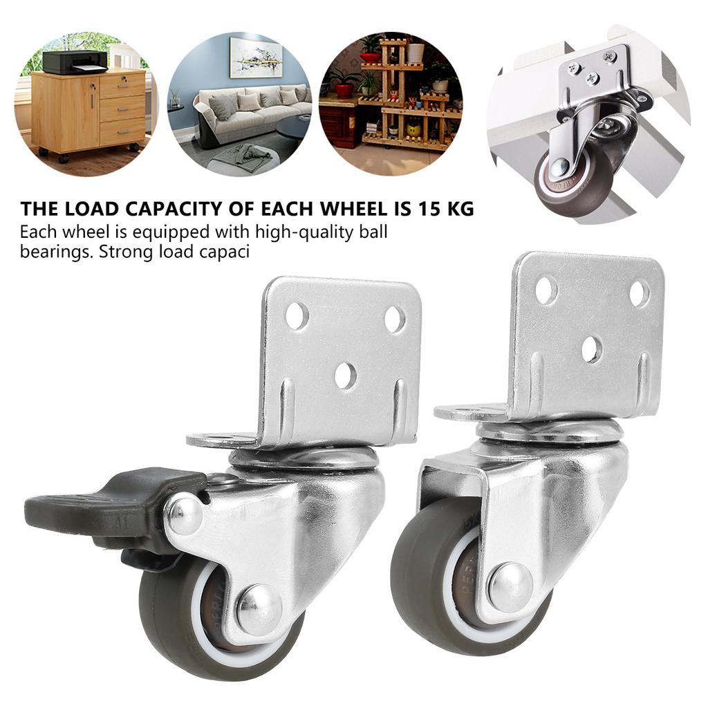 4Pcs Universal Swivel Casters Heavy Duty Furniture Wheel Soft Rubber Castor Silent Trolley Wheels for Table Chair Sofa Hot Sale