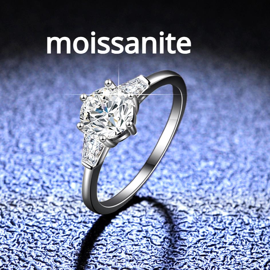 Pierścionek Moissanite w kolorze D Damski pierścionek ze srebra wysokiej próby 1ct Propozycja pierścionka z brylantem Prezent dla dziewczyny Wykwintna biżuteria na prezent