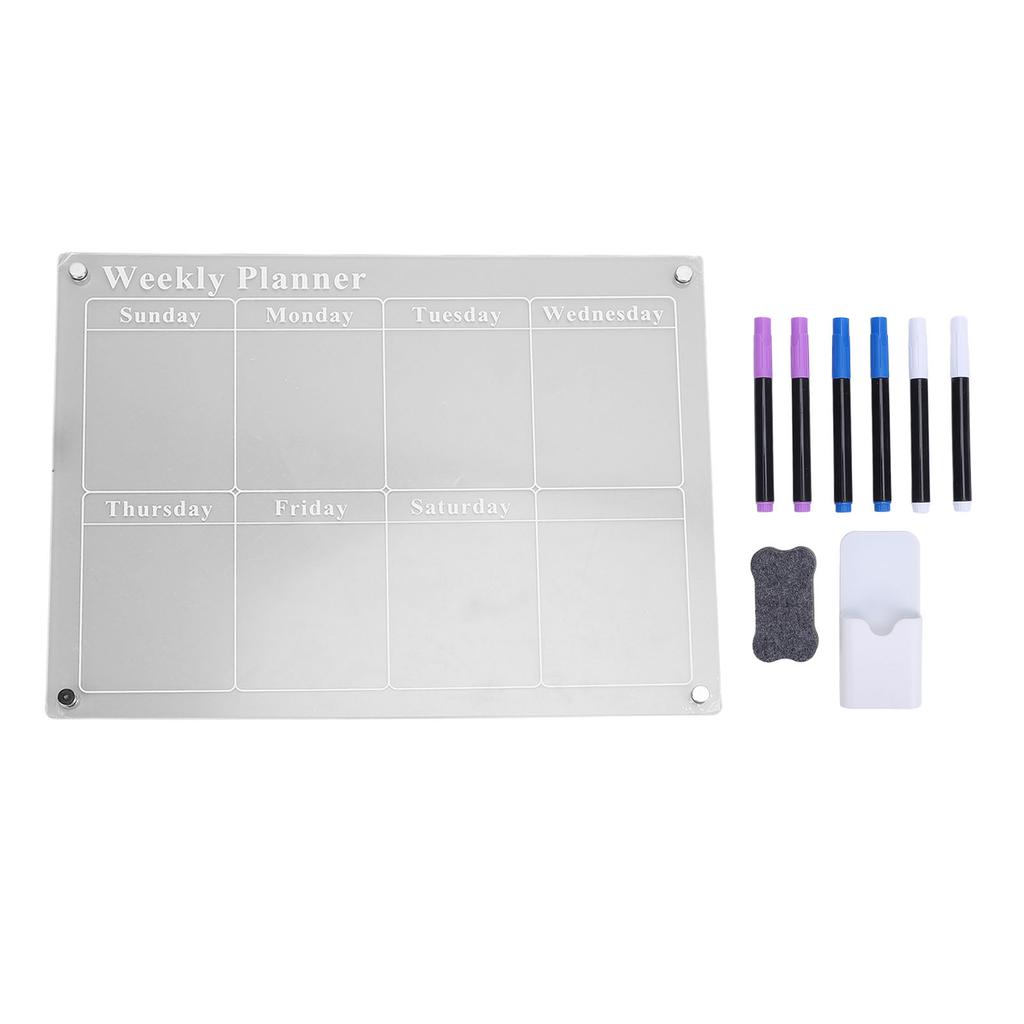 Acrylic Dry Erase Board Calendar Reusable Transparent Calendar Planner Board with 3 Colors Markers