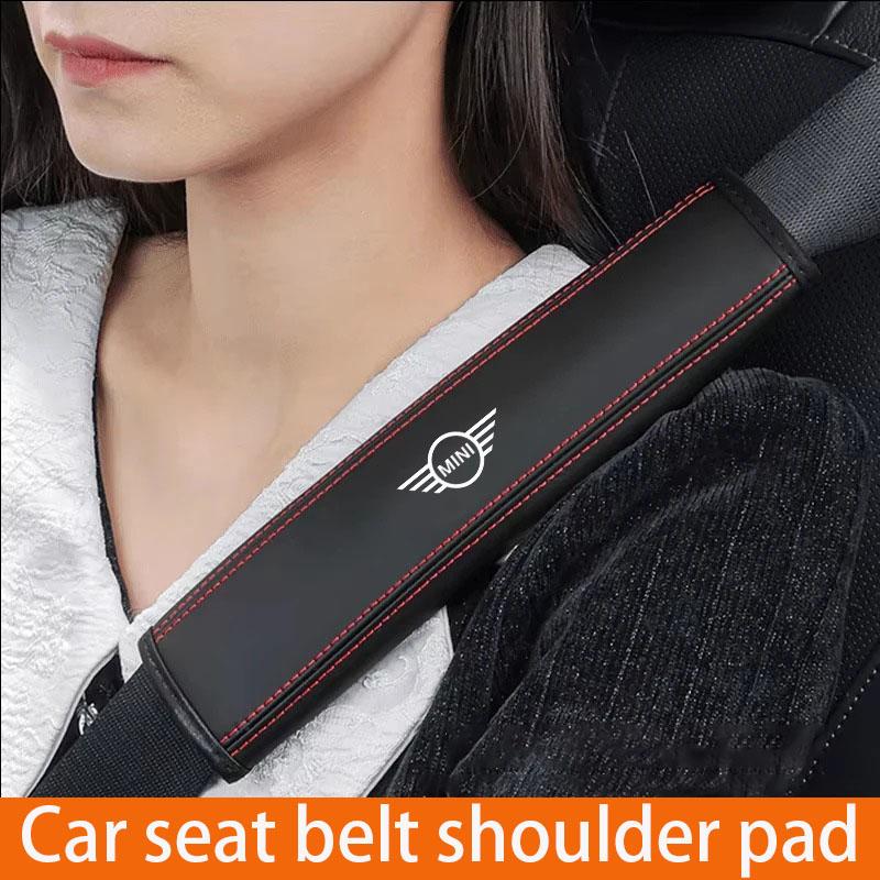 1pcs Leather car seat belt shoulder cover decompression suitable for BMW Mini Cooper Countryman Clubman JCW R56 R55 F55 R50 R53