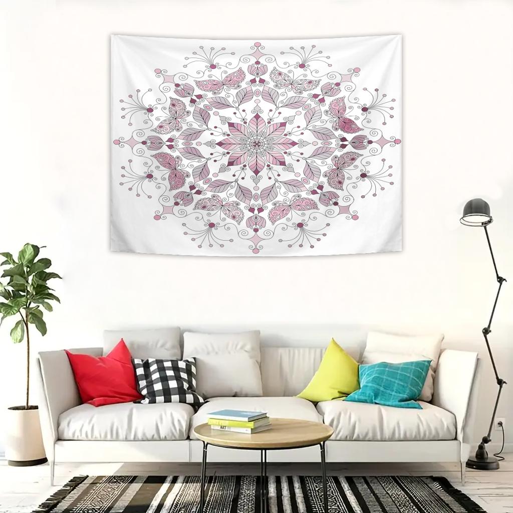 1pc Mandala tapestry, butterfly and flower tapestry, bedroom, living room, dormitory wall decoration wall hanging
