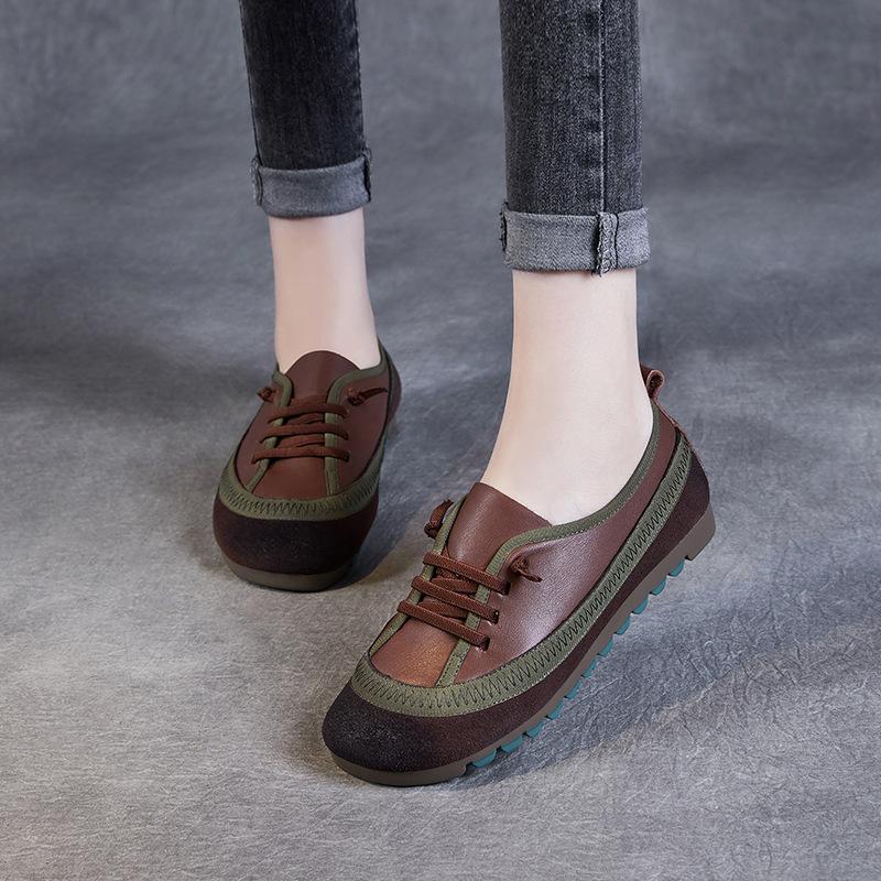 Fashion 2.5CM Spring Autumn New Leather Women's Shoes Soft soled Comfortable Versatile Thick soled Casual Shoes Retro Leather Shoes