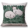 Christmas Decoration Cushion Cover Painting Cats Cute Throw Pillow Case Cotton Linen Home Decor Children'S Room New Year Gift