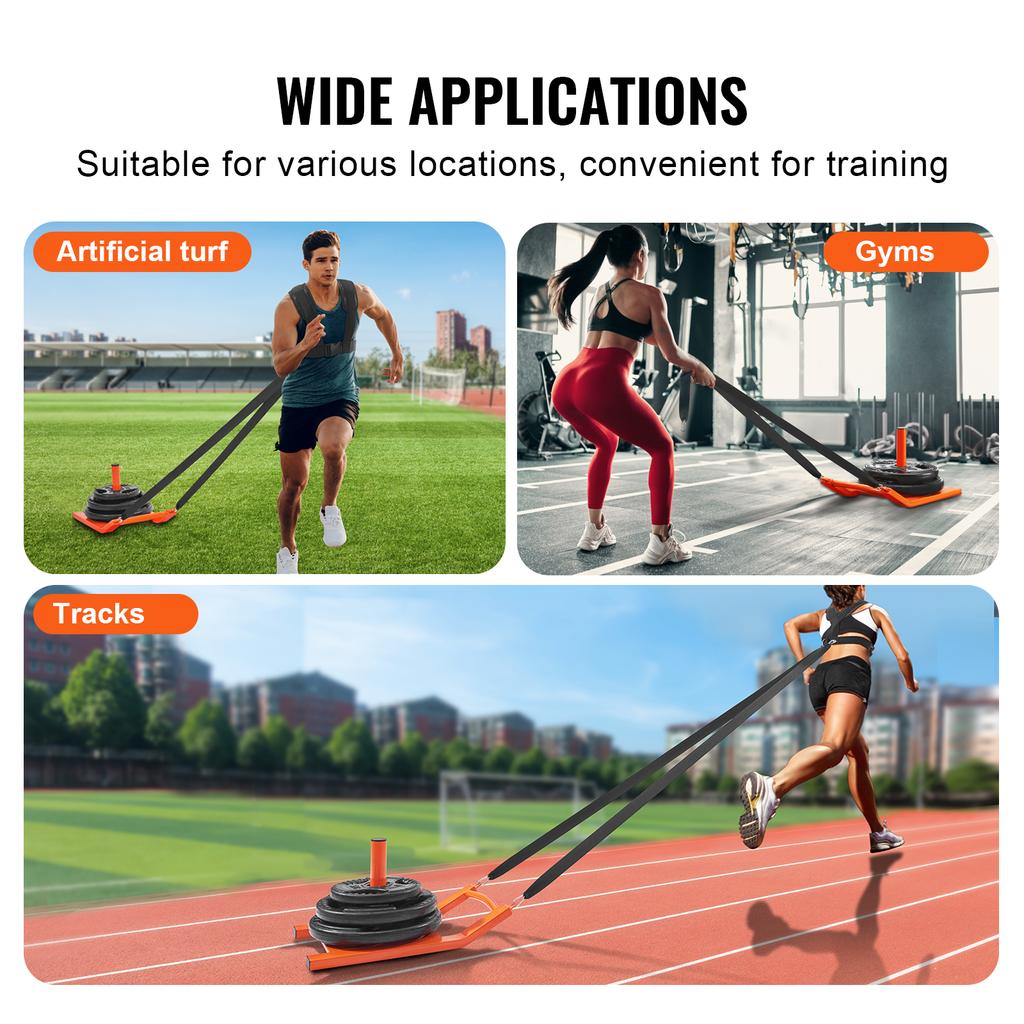 SucceBuy Fitness Strength Speed Training Sled Steel Power Sled Workout Equipment for Athletic Exercise Suitable for Weight Plate