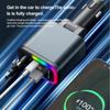 5 In 1 Total Power 180W Car Fast Charger with Retractable Cable USB Type-C Power Adapter with Color Ambient Light and Starry Sky Light for IOS Android