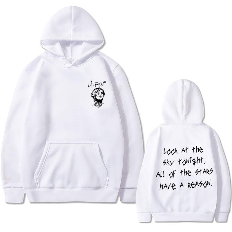 Rapper Lil Peep Look At The Sky Tonight All of The Stars Have A Reason Print Hoodie Male Hip Hop Vintage Oversized Sweatshirt