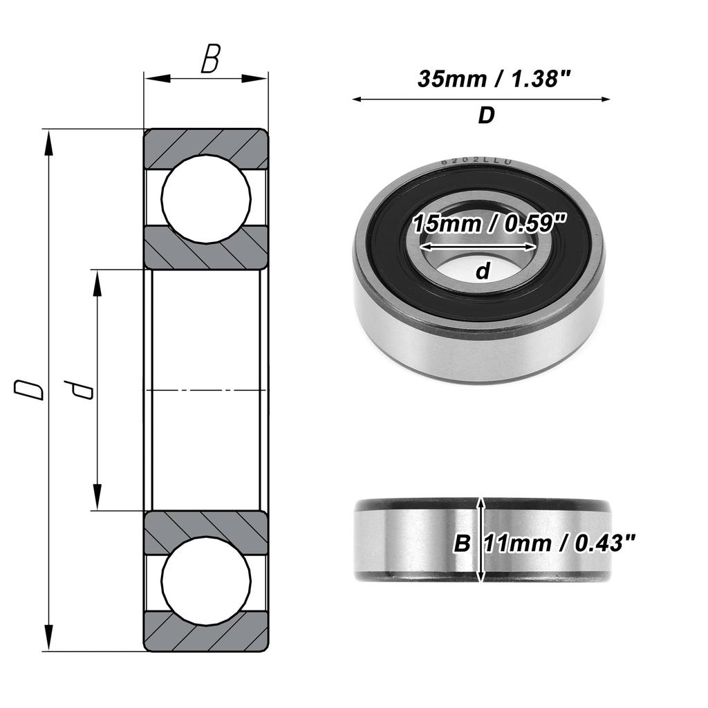 ACROPIX 6202LLU Deep Groove Ball Bearing Lubricated Bearing Double Rubber