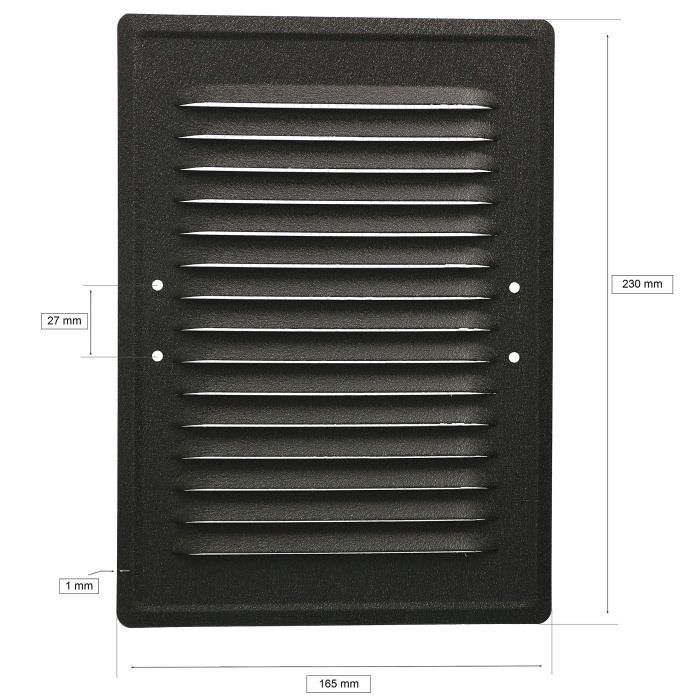 Grille d'aération - KOTARBAU - 165x230 mm - Métal - Gris foncé - Moustiquaire intégrée