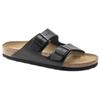 Birkenstock Arizona Leather Comfortable Round Toe Versatile Commuting Flat Slide Sandals Unisex Sandals Black 0051191