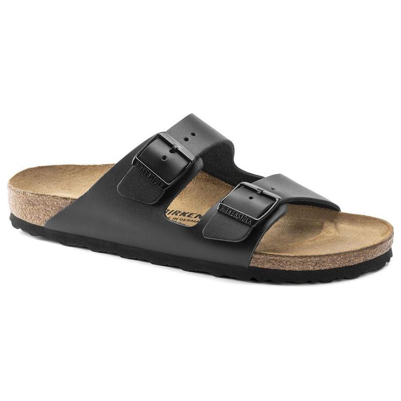 Birkenstock Arizona Leather Comfortable Round Toe Versatile Commuting Flat Slide Sandals Unisex Sandals Black 0051191