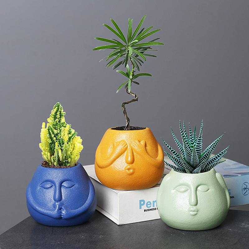 Funny Cute Cartoon Succulent Flowerpot Handicraft Unique Green Plant Pot Ceramic Pot Home Decor