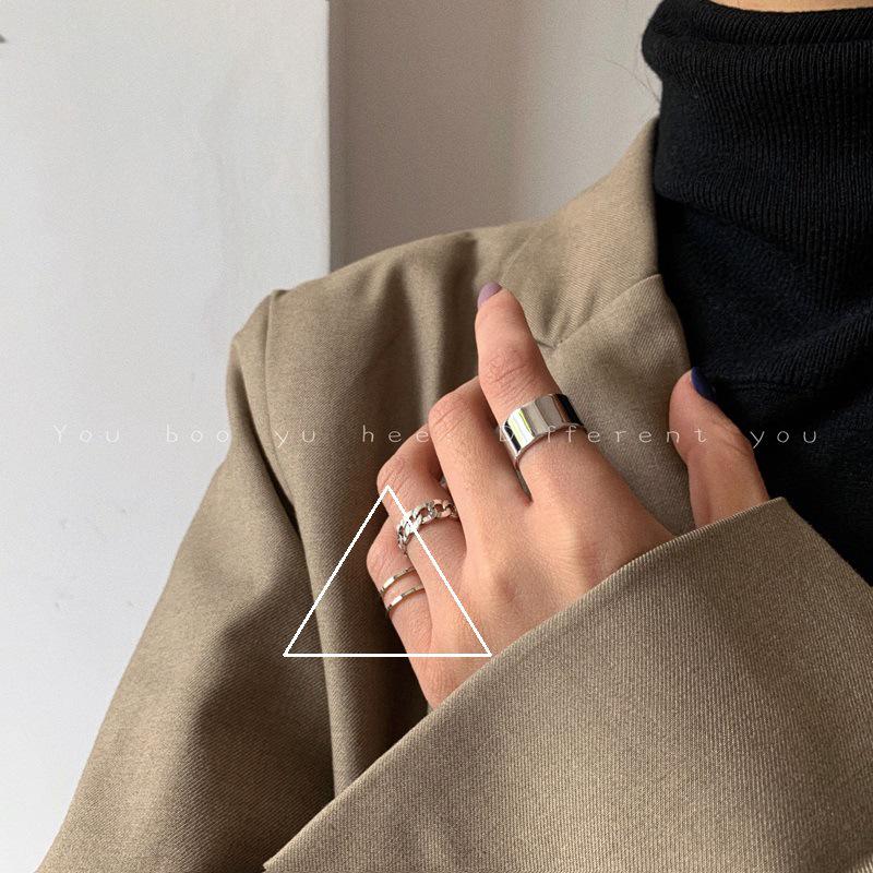 Korean-Style S925 Sterling Silver Ring - Simple, Retro, Trendy Index Finger Ring for Women
