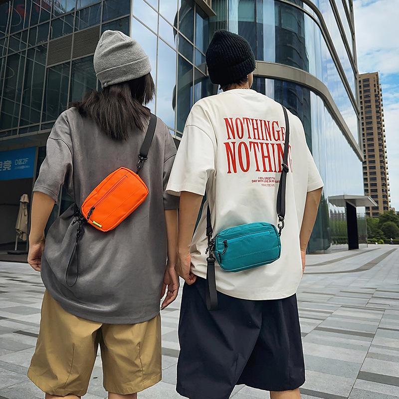 Simple texture small square bag men's and women's casual shoulder bag hand bag messenger bag mobile phone bag outdoor sports breast bag