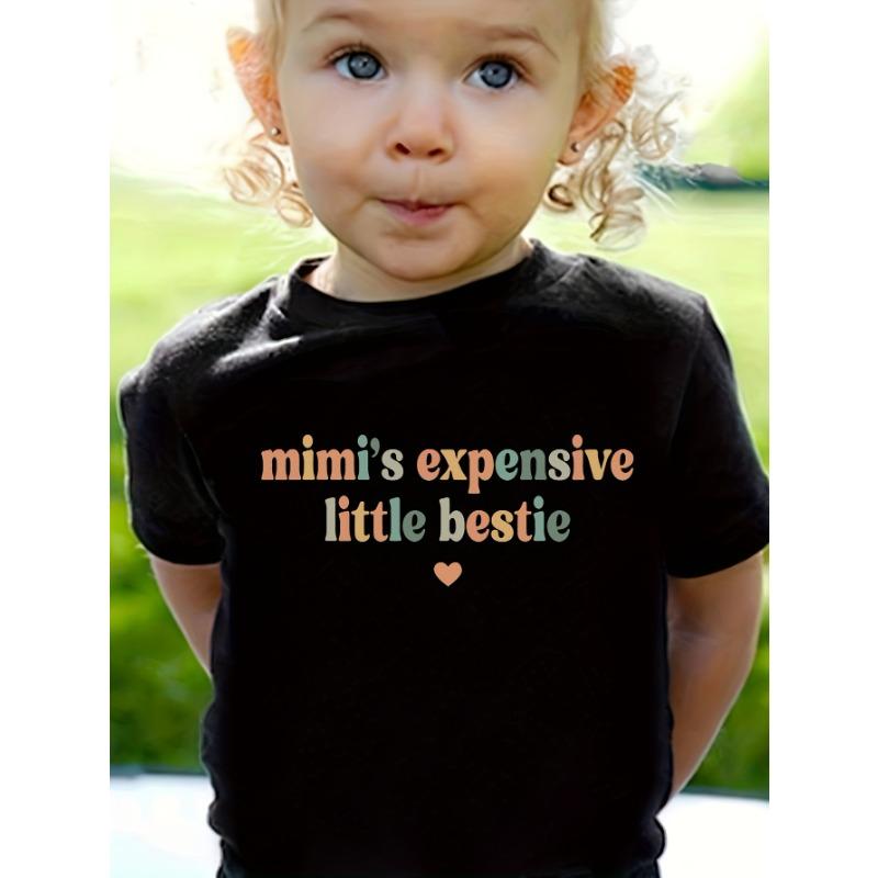 European Size Girls Round-neck Short-sleeved T-shirt with Unique English Patterns Mimi s Expensive Little Bestie 98cm чёрный