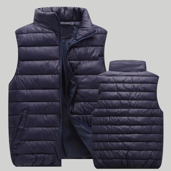 Couple Winter Waistcoat Thick Padded Windproof Cold Resistant Unisex Sleeveless Stand Collar Zipepr Closure Neck Protection Smooth Down Coat