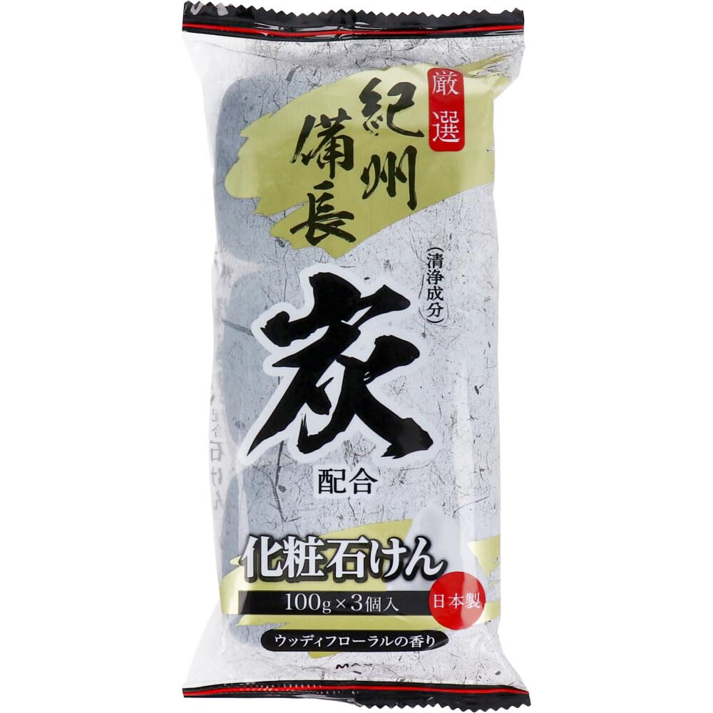 

Мыло древесно-цветочное с углем 100 г x 3 штуки, аромат, чёрный