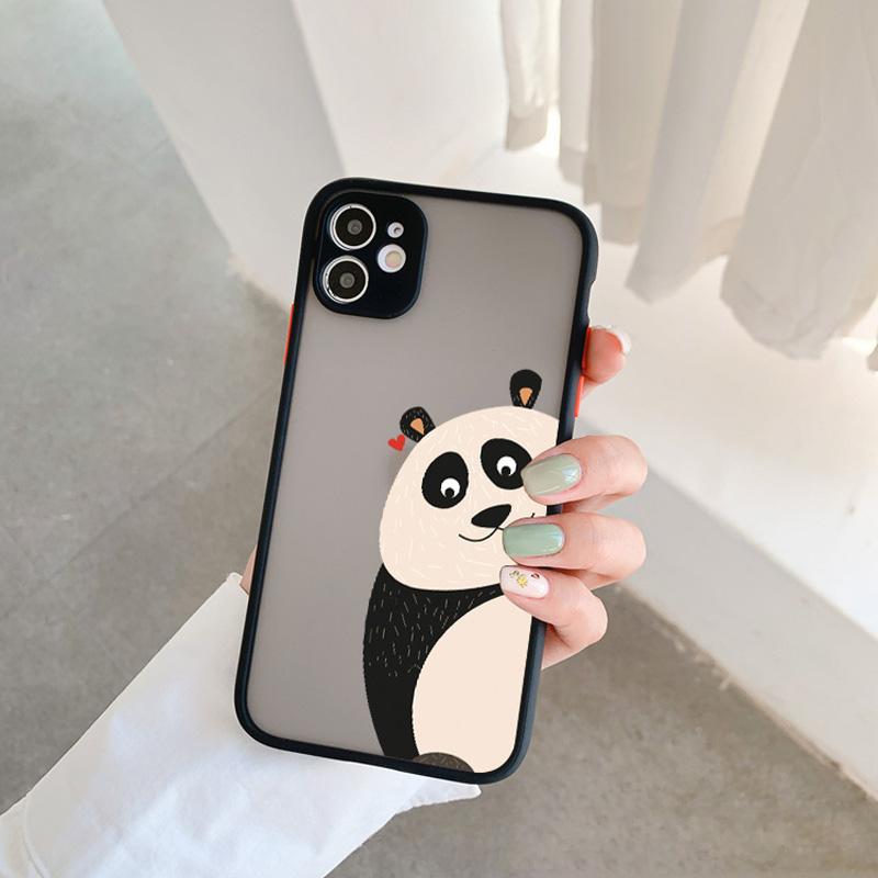Creative Panda Family Cute Animal Phone Case for iPhone 15 12 13 11 14 Pro Max 7 8 Plus SE 2020 X XR XS Shockproof Couple Cover