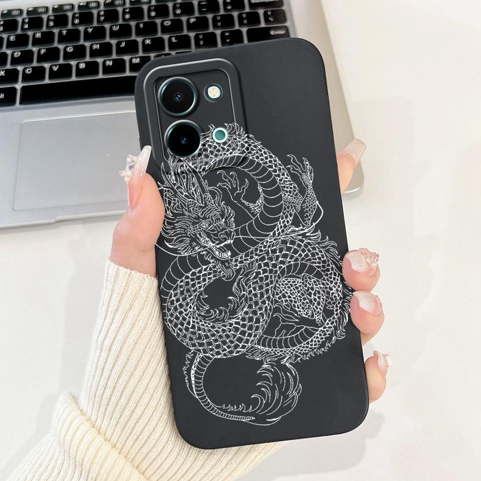 Back Cover For Vivo Y28 4G 5G Vivo Y28s 5G V2352 Soft Silicone Phone Case Dragon Astronaut Black Cat Cartoon Animals Bumper Etui