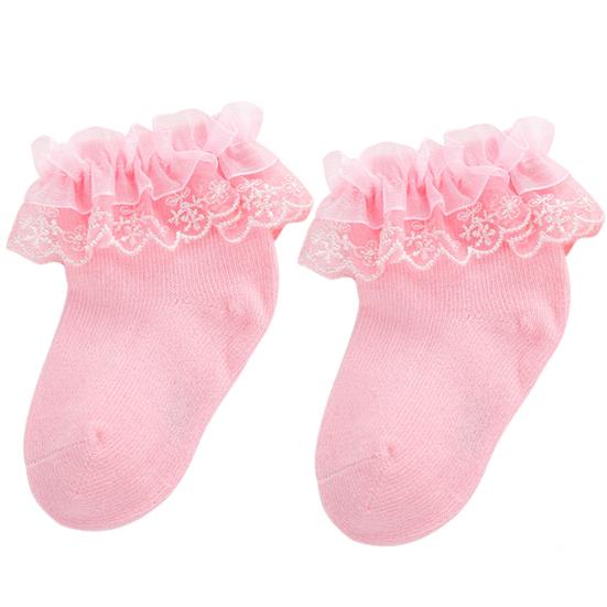 Newborn Baby Girl Solid Color Breathable Cotton Elastic Princess Lace Socks