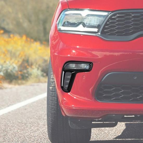 Carbon Fiber Front Fog Light Bezel Cover Accessories Trims For Dodge Durango 21+