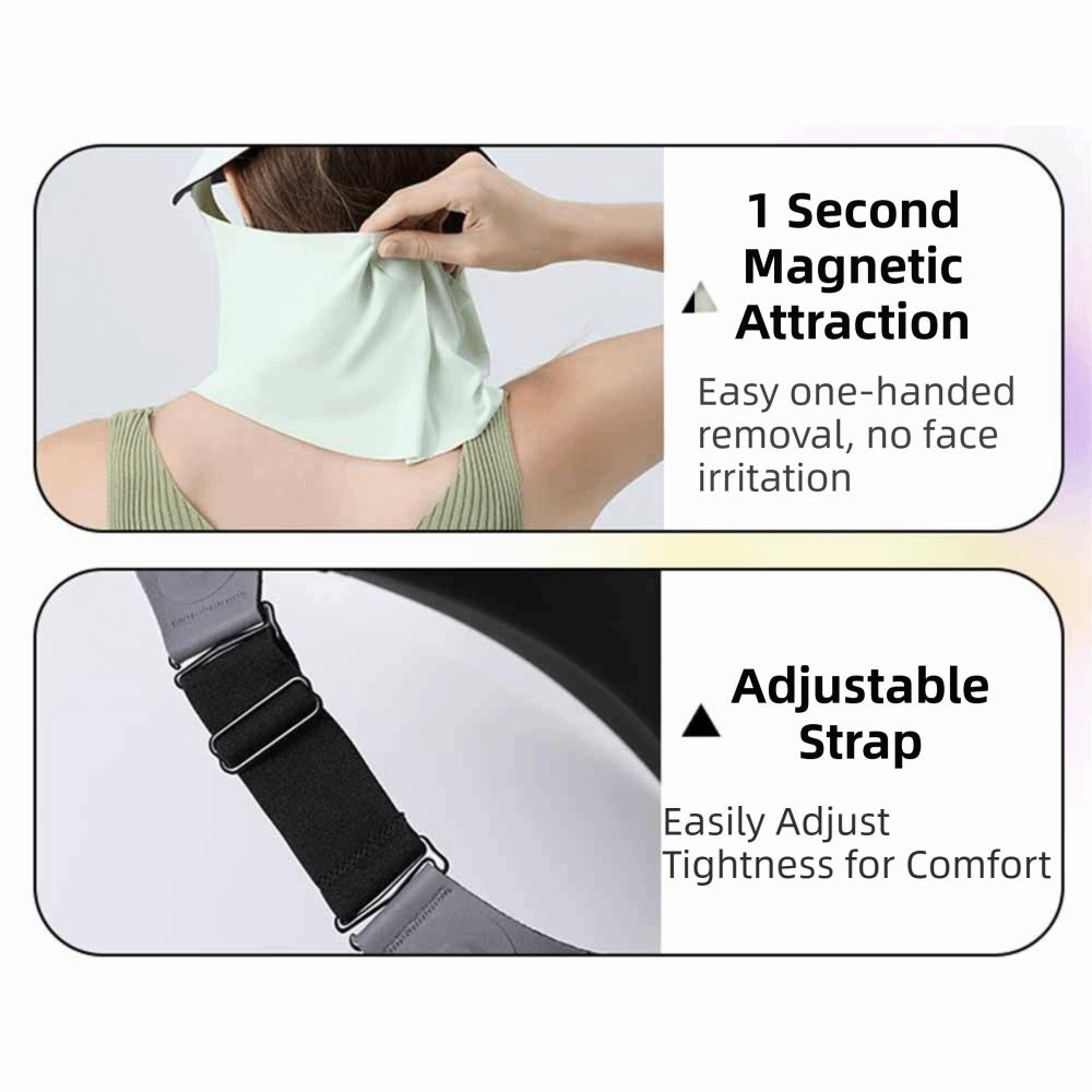 UV Protection Outdoor Sun Cap Magnetic Ice Silk Face Cover Large Brim Sun Hat Beach Activities