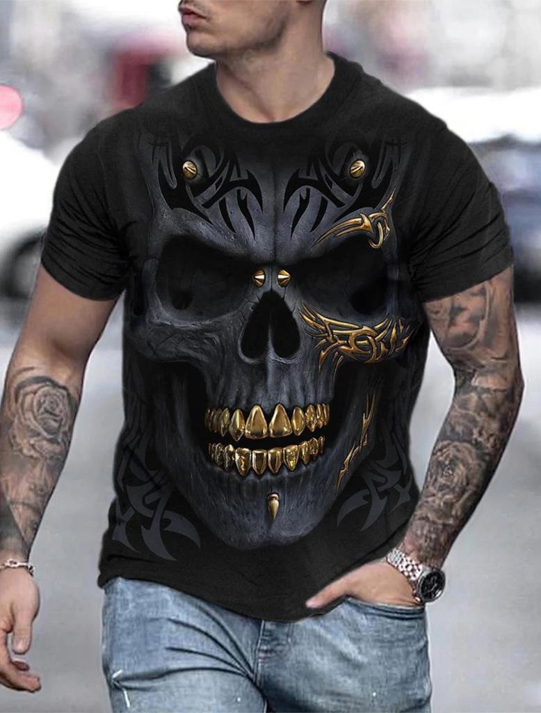2023 New Men's Gender-Neutral T-Shirt 3D Printed Lion Round Neck Casual Short Sleeve Top Street Wea Men'st-Shirtoversizedt-Shirt
