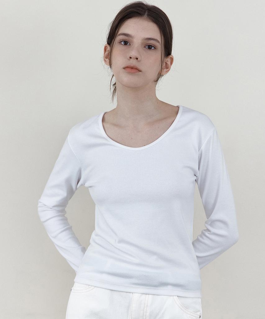 WEDNESDAYOASISFORWOMEN Soft Scoop Neck Long Sleeve T-Shirt_Ivory(Wb6Tp46)
