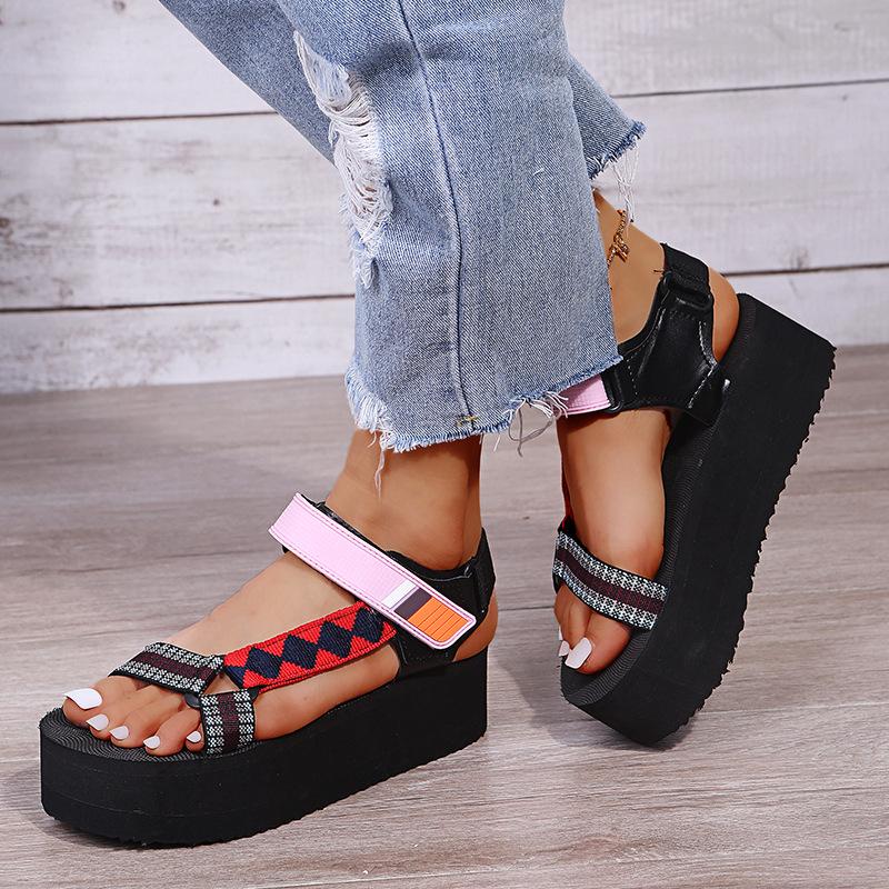 Summer Thick-soled Sponge Cake and Velcro Women's Sandals Beach Shoes